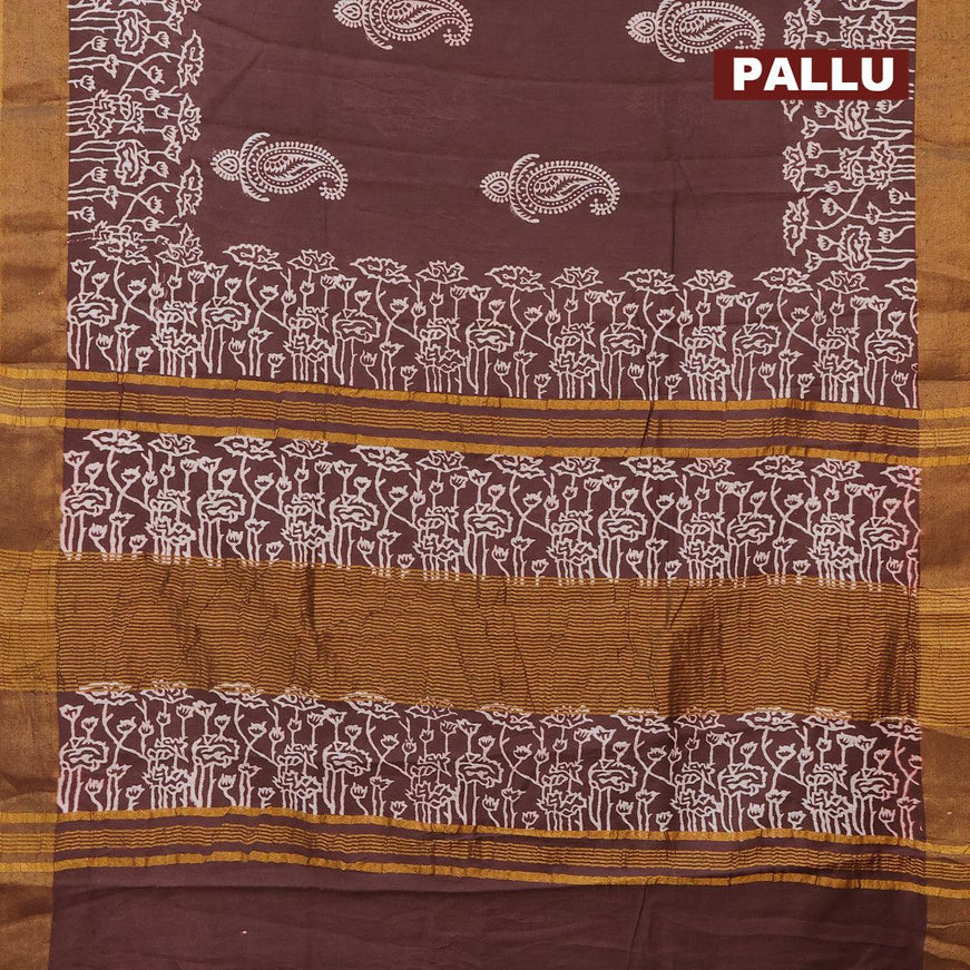Bhagalpuri saree coffee brown with paisley butta prints and zari woven border - {{ collection.title }} by Prashanti Sarees