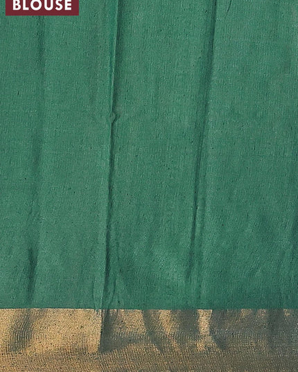 Bhagalpuri saree dark green with allover geometric prints and zari woven border - {{ collection.title }} by Prashanti Sarees