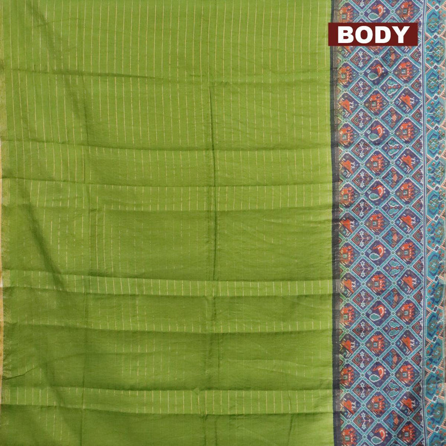 Bhagalpuri saree green and blue with allover prints & zari strips and long patola printed border - {{ collection.title }} by Prashanti Sarees