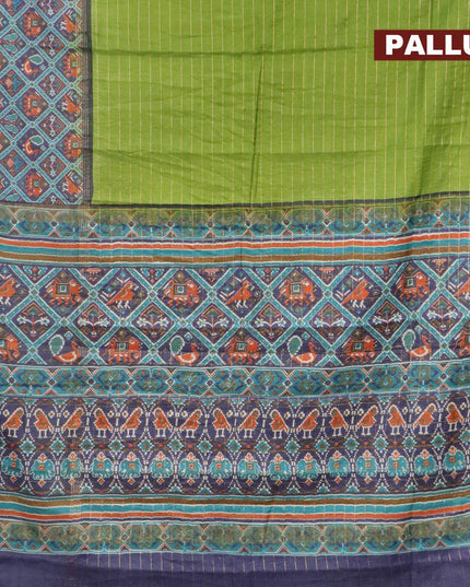 Bhagalpuri saree green and blue with allover prints & zari strips and long patola printed border - {{ collection.title }} by Prashanti Sarees