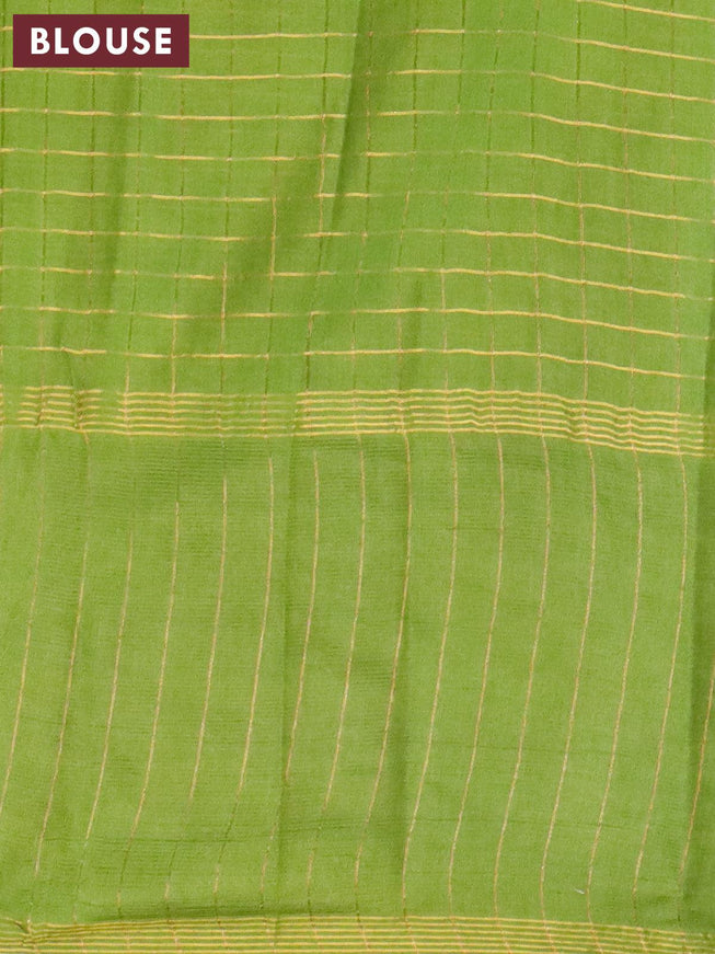 Bhagalpuri saree green and maroon with allover zari woven stripes pattern and pichwai printed border - {{ collection.title }} by Prashanti Sarees