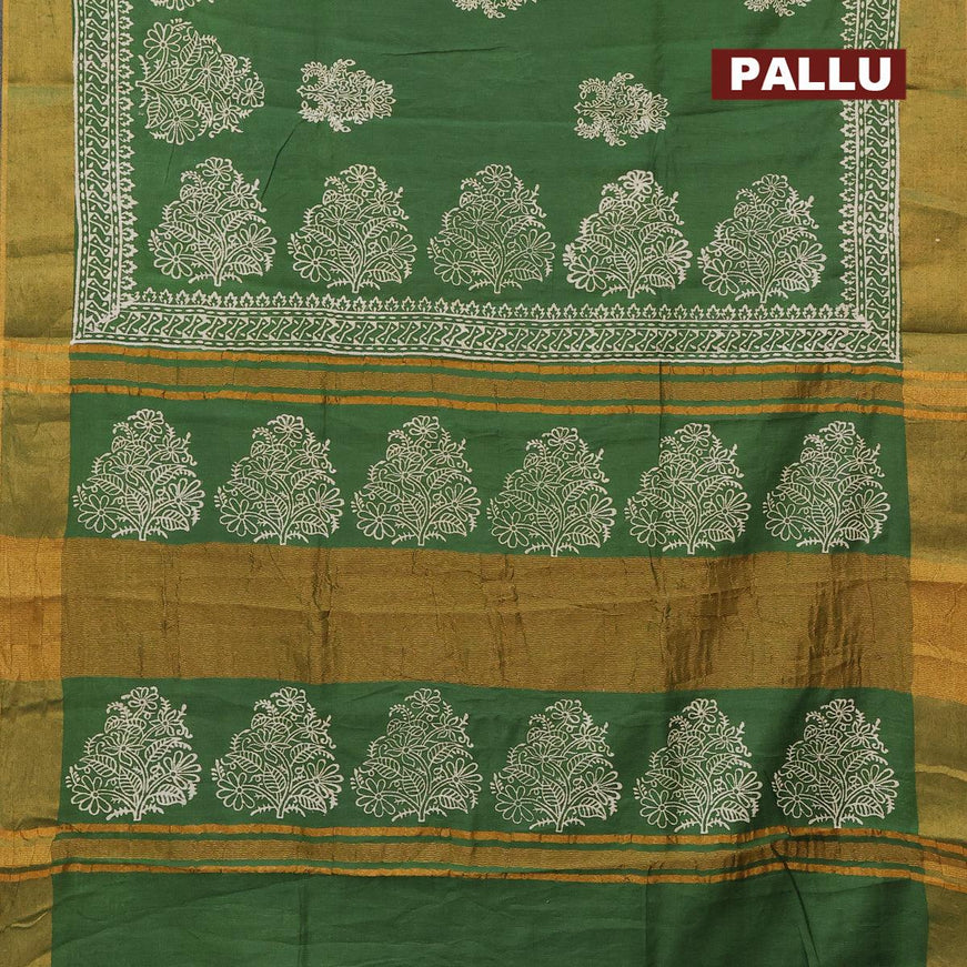 Bhagalpuri saree green with butta prints and zari woven border - {{ collection.title }} by Prashanti Sarees