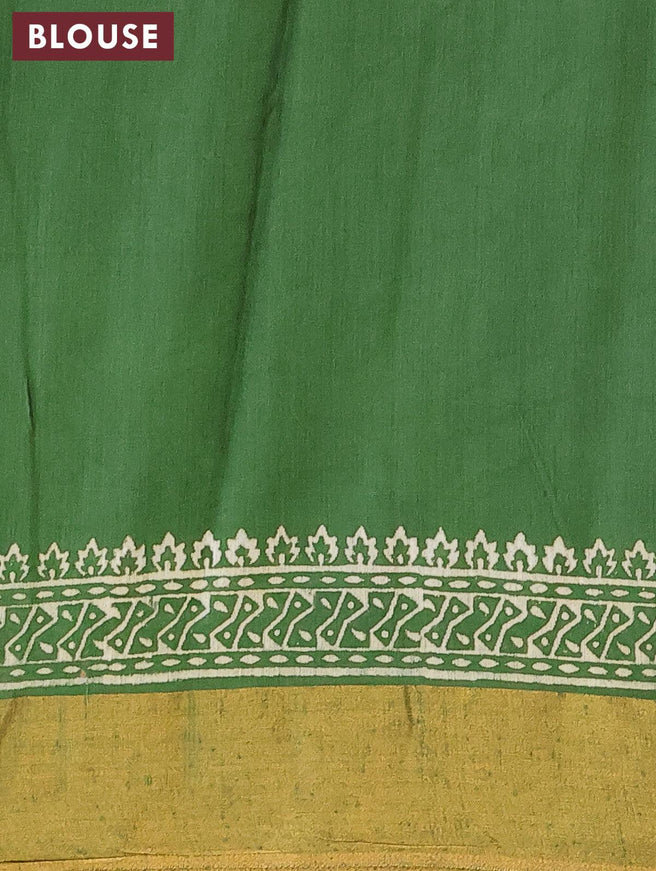 Bhagalpuri saree green with butta prints and zari woven border - {{ collection.title }} by Prashanti Sarees