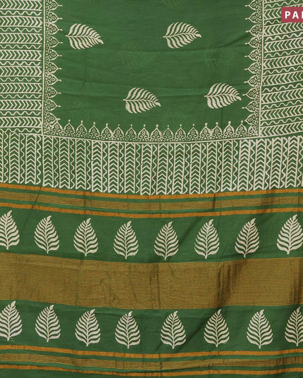 Bhagalpuri saree green with leaf butta prints and zari woven border - {{ collection.title }} by Prashanti Sarees