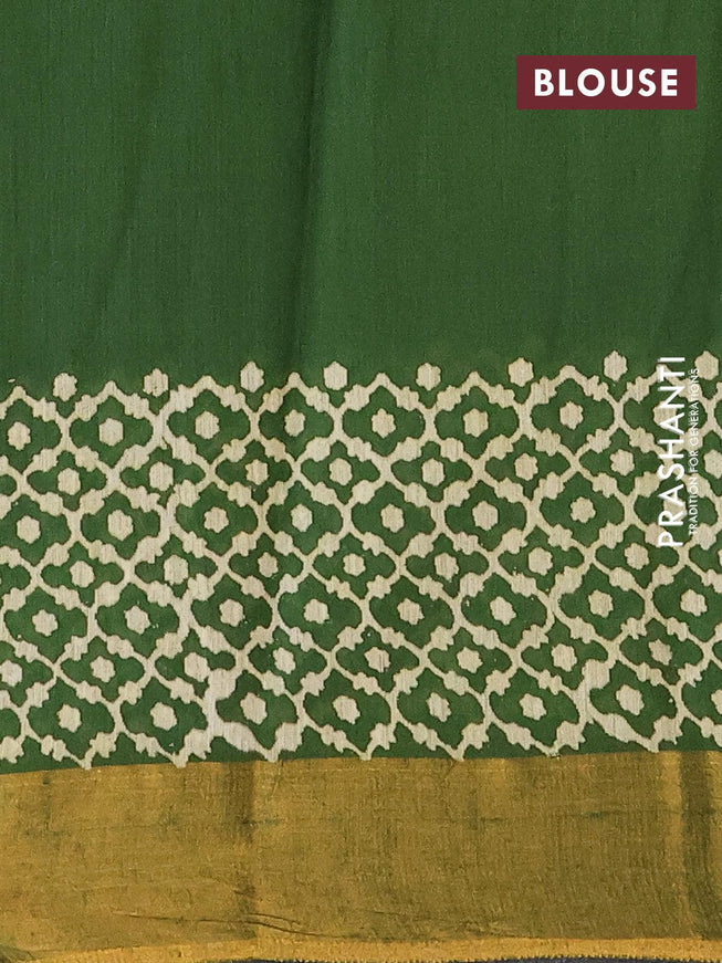 Bhagalpuri saree green with paisley butta prints and zari woven border - {{ collection.title }} by Prashanti Sarees