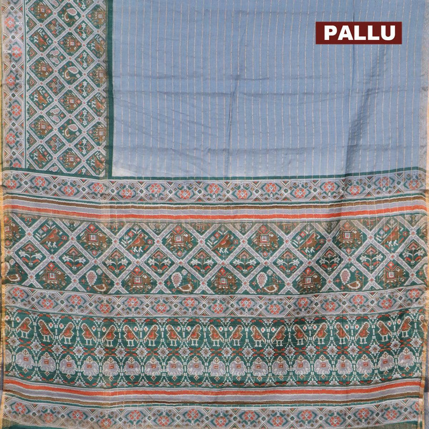 Bhagalpuri saree grey and green with allover prints & zari strips and long patola printed border - {{ collection.title }} by Prashanti Sarees