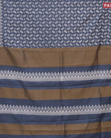 Bhagalpuri saree grey with allover prints and zari woven border - {{ collection.title }} by Prashanti Sarees