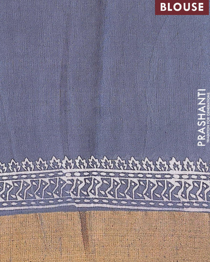 Bhagalpuri saree grey with butta prints and zari woven border - {{ collection.title }} by Prashanti Sarees