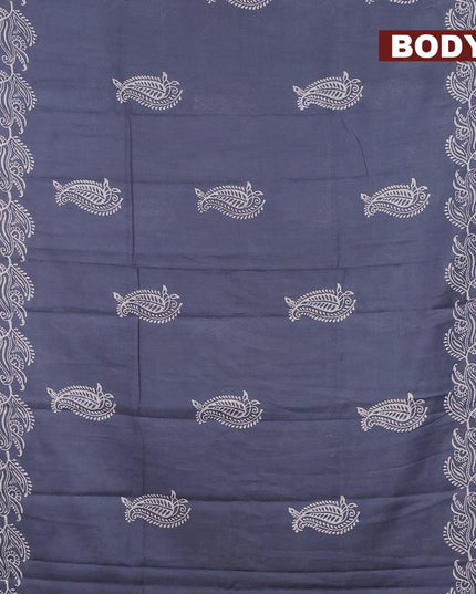Bhagalpuri saree grey with paisley butta prints and silver zari woven border - {{ collection.title }} by Prashanti Sarees