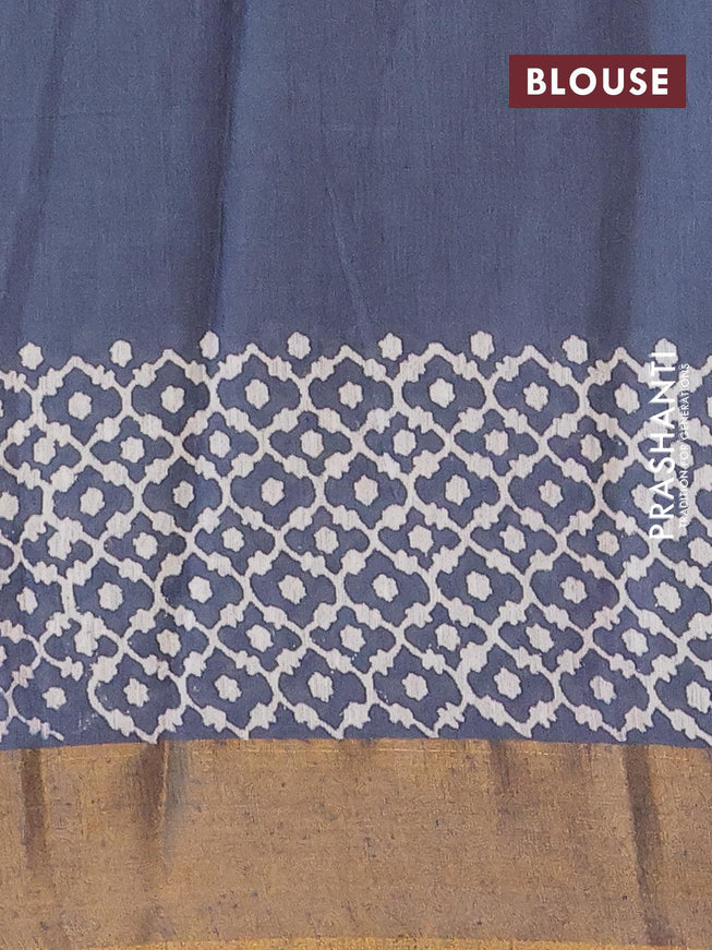 Bhagalpuri saree grey with paisley butta prints and zari woven border - {{ collection.title }} by Prashanti Sarees