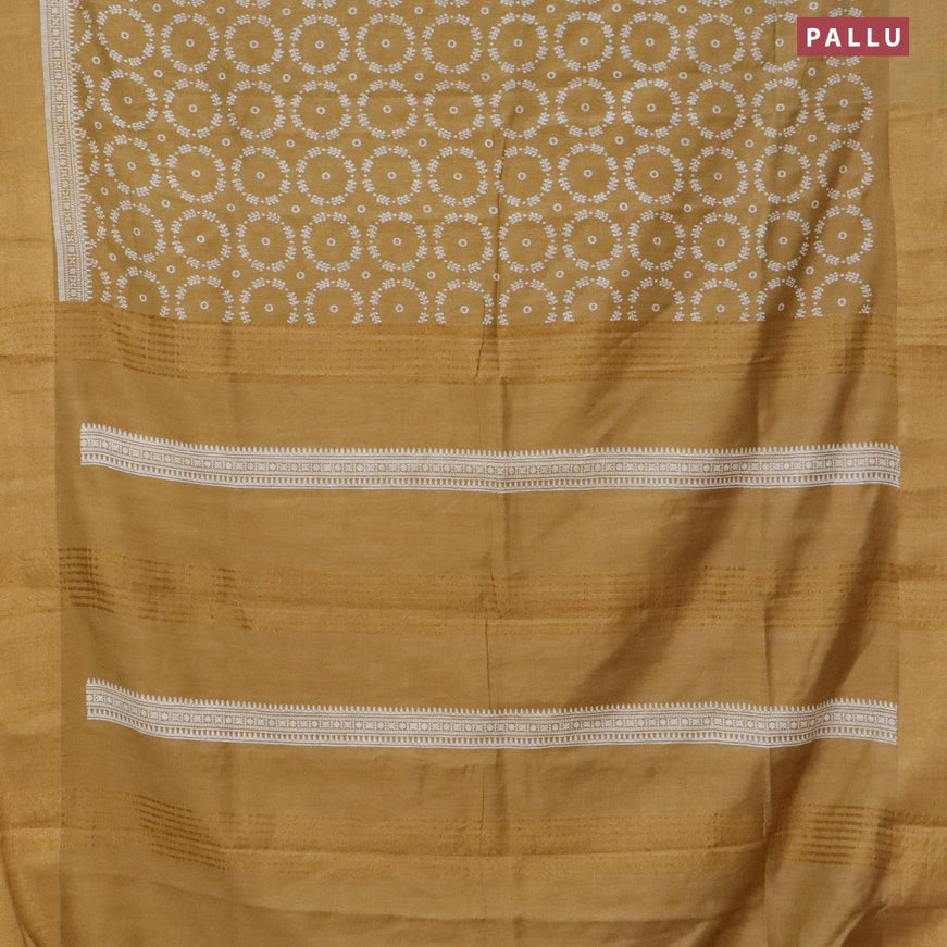 Bhagalpuri saree khaki shade with allover butta prints and zari woven border - {{ collection.title }} by Prashanti Sarees