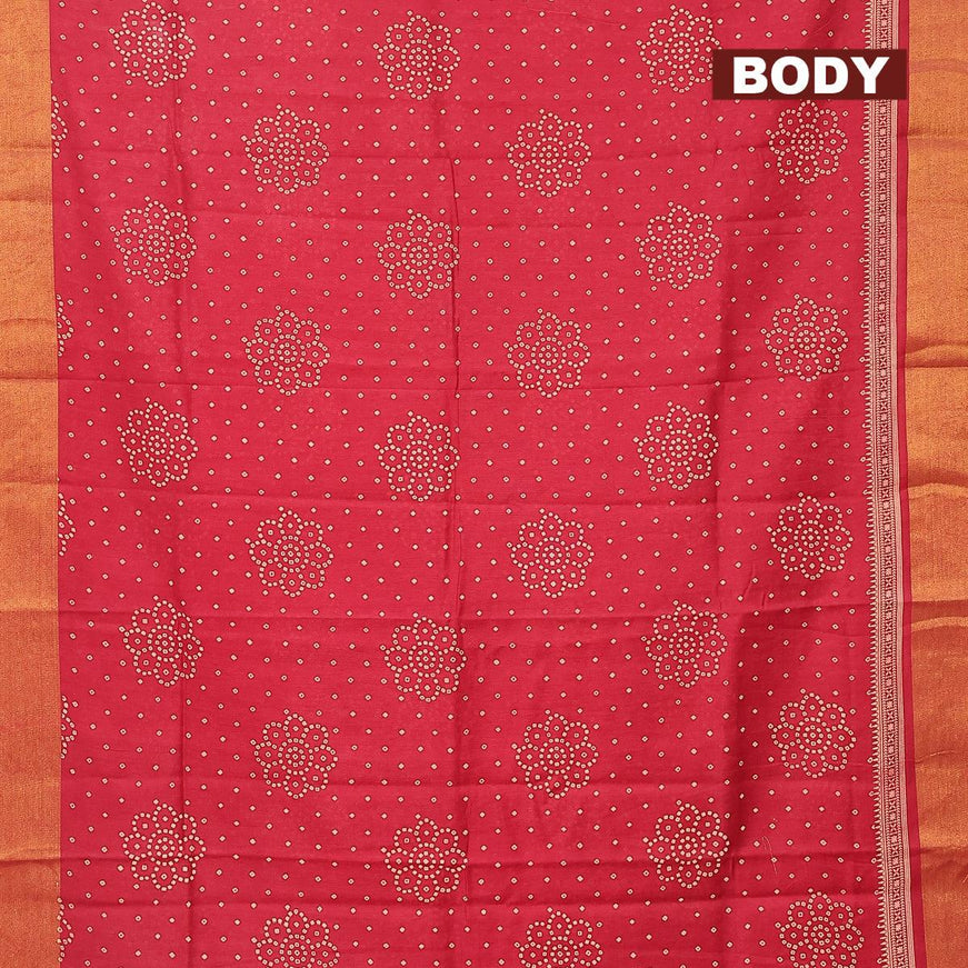 Bhagalpuri saree kum kum red with allover bandhani prints and zari woven border - {{ collection.title }} by Prashanti Sarees