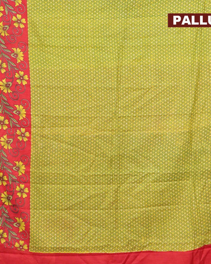 Bhagalpuri saree light green and red with allover prints and floral printed zari border - {{ collection.title }} by Prashanti Sarees