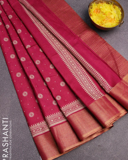 Bhagalpuri saree magenta pink with allover butta prints and zari woven border - {{ collection.title }} by Prashanti Sarees