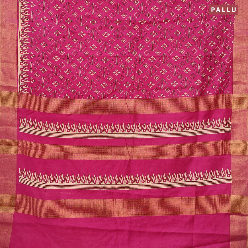 Bhagalpuri saree magenta pink with allover prints and zari woven border - {{ collection.title }} by Prashanti Sarees