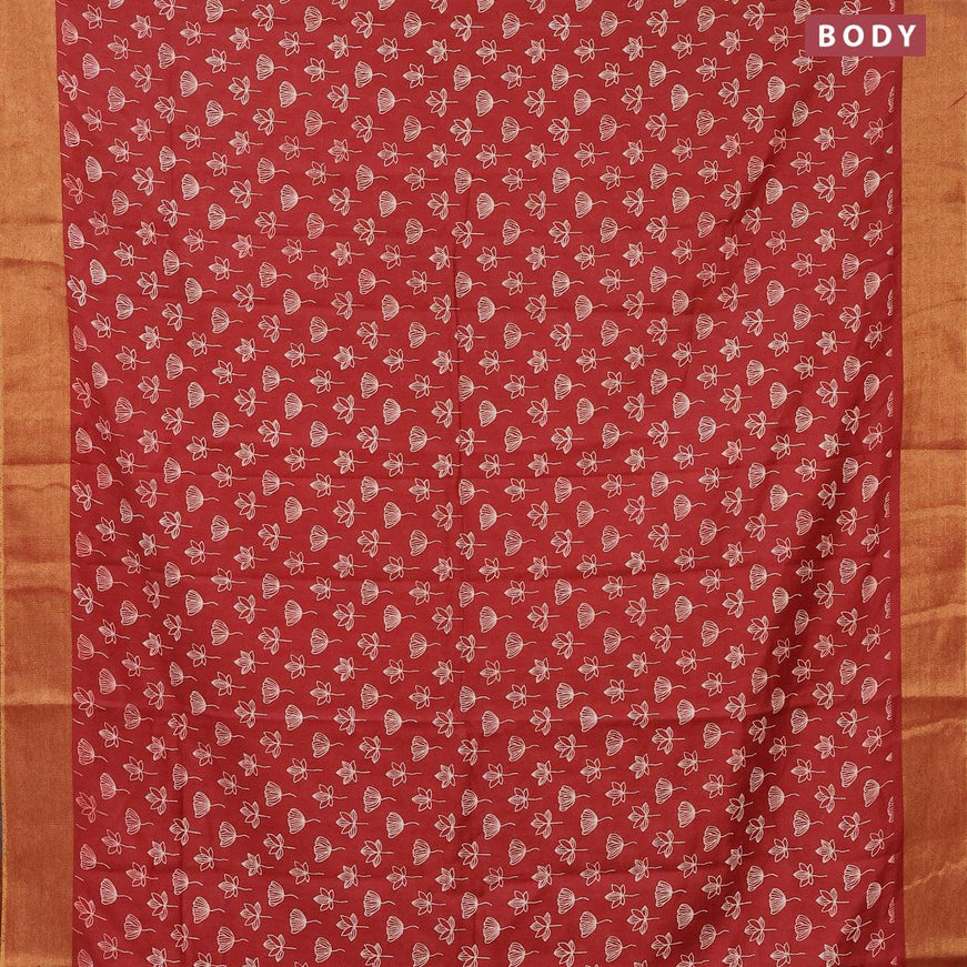 Bhagalpuri saree maroon with allover floral butta prints and zari woven border - {{ collection.title }} by Prashanti Sarees
