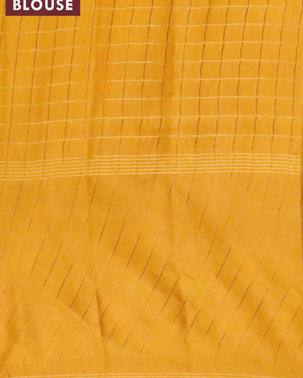 Bhagalpuri saree mustard yellow and maroon blue with allover prints & zari strips and long patola printed border - {{ collection.title }} by Prashanti Sarees