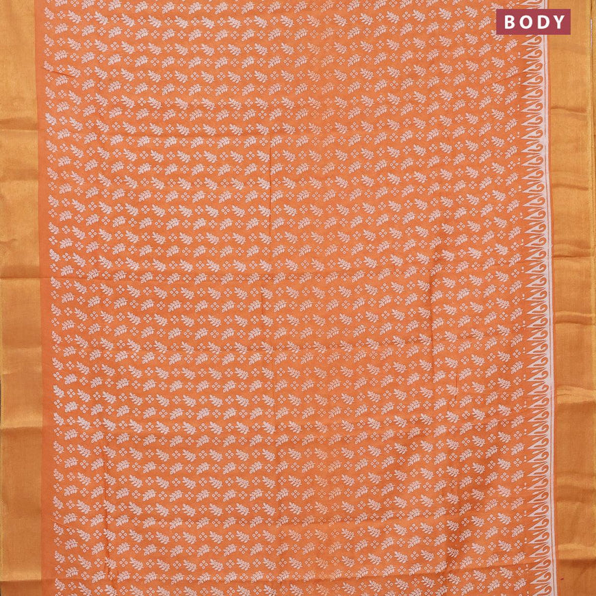 Bhagalpuri saree orange shade with allover prints and zari woven border - {{ collection.title }} by Prashanti Sarees