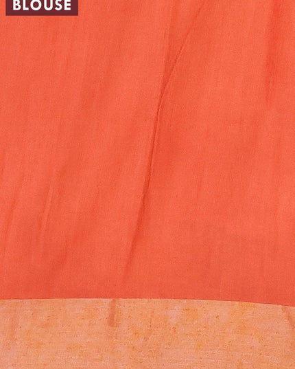 Bhagalpuri saree orange with allover bandhani prints and silver zari woven border - {{ collection.title }} by Prashanti Sarees