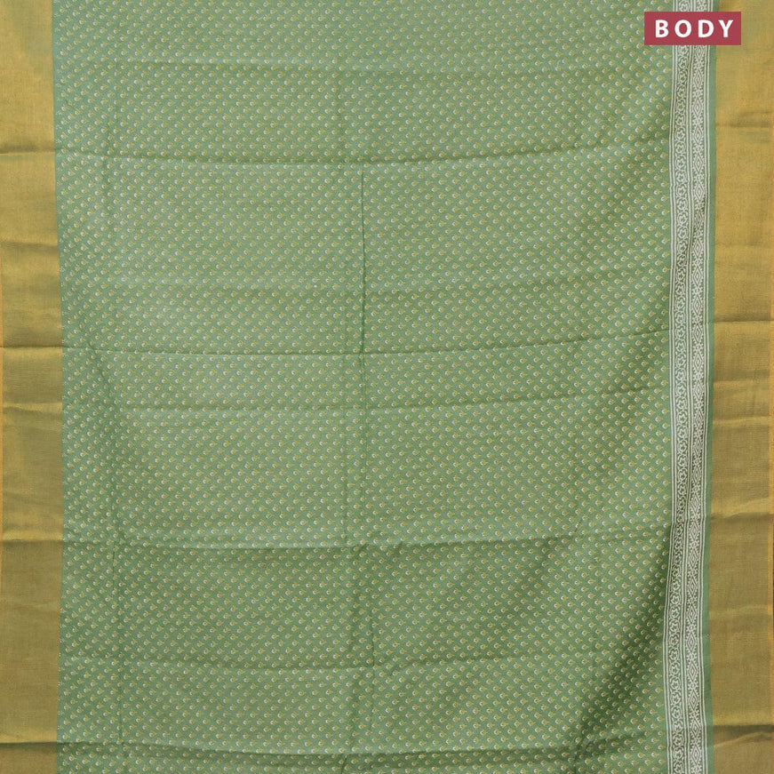 Bhagalpuri saree pastel green with allover floral butta prints and zari woven border - {{ collection.title }} by Prashanti Sarees