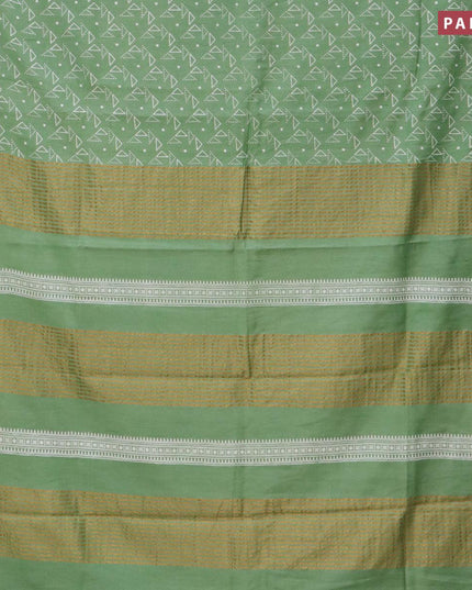Bhagalpuri saree pastel green with allover geometric prints and zari woven border - {{ collection.title }} by Prashanti Sarees