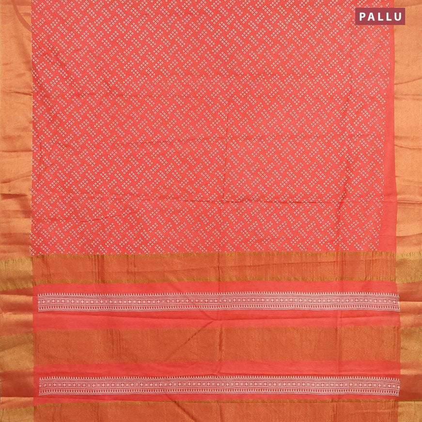 Bhagalpuri saree peach orange shade with allover bandhani prints and zari woven border - {{ collection.title }} by Prashanti Sarees