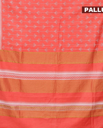 Bhagalpuri saree peach orange shade with allover prints and zari woven border - {{ collection.title }} by Prashanti Sarees