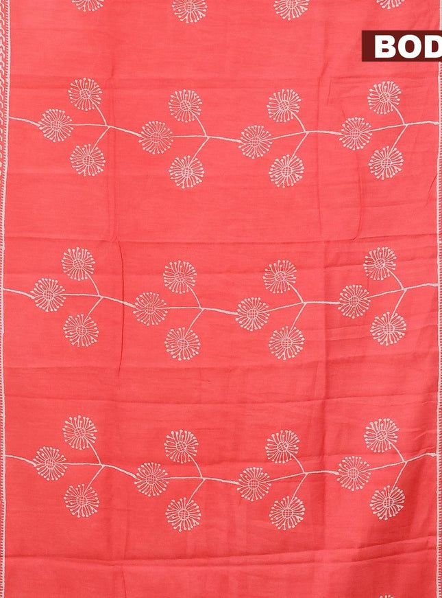 Bhagalpuri saree peach pink shade with butta prints and zari woven border - {{ collection.title }} by Prashanti Sarees