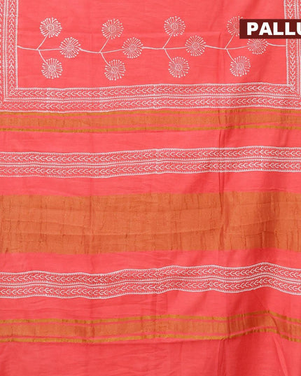 Bhagalpuri saree peach pink shade with butta prints and zari woven border - {{ collection.title }} by Prashanti Sarees
