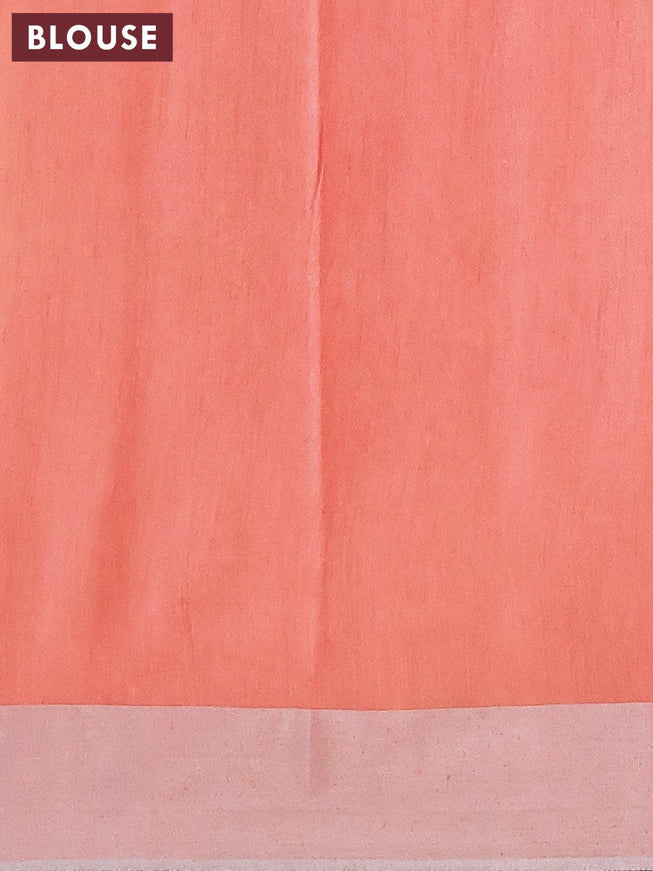 Bhagalpuri saree peach shade with allover prints and silver zari woven border - {{ collection.title }} by Prashanti Sarees