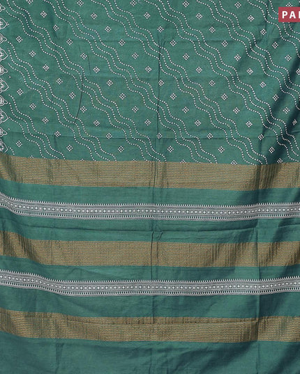 Bhagalpuri saree peacock green shade with allover bandhani prints and zari woven border - {{ collection.title }} by Prashanti Sarees