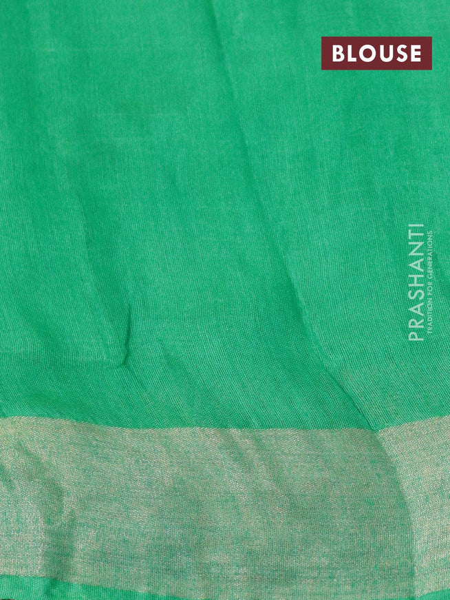 Bhagalpuri saree pink and teal green shade with allover bandhani prints and kalamkar prints & zari woven border - {{ collection.title }} by Prashanti Sarees