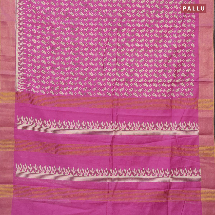 Bhagalpuri saree pink shade with allover prints and zari woven border - {{ collection.title }} by Prashanti Sarees