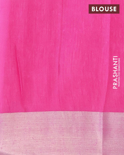 Bhagalpuri saree pink with allover geometric prints and silver zari woven border - {{ collection.title }} by Prashanti Sarees