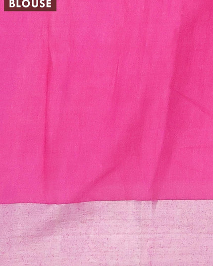 Bhagalpuri saree pink with allover prints and silver zari woven border - {{ collection.title }} by Prashanti Sarees