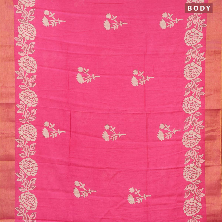 Bhagalpuri saree pink with floral butta prints and zari woven border - {{ collection.title }} by Prashanti Sarees