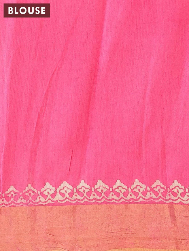 Bhagalpuri saree pink with leaf butta prints and zari woven border - {{ collection.title }} by Prashanti Sarees