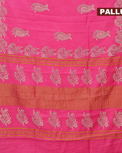 Bhagalpuri saree pink with paisley butta prints and silver zari woven border - {{ collection.title }} by Prashanti Sarees