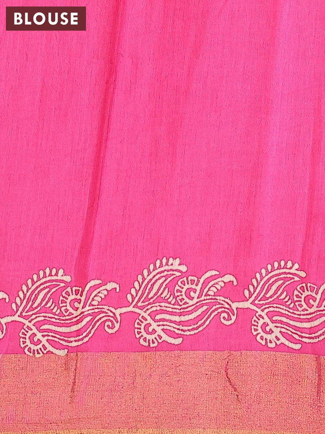 Bhagalpuri saree pink with paisley butta prints and silver zari woven border - {{ collection.title }} by Prashanti Sarees