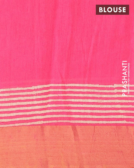 Bhagalpuri saree pink with warli butta prints and zari woven border - {{ collection.title }} by Prashanti Sarees
