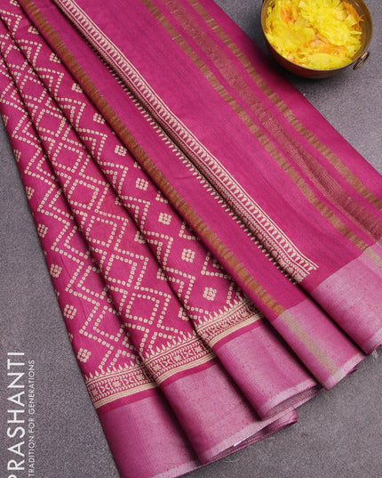 Bhagalpuri saree purple with allover bandhani prints and silver zari woven border - {{ collection.title }} by Prashanti Sarees