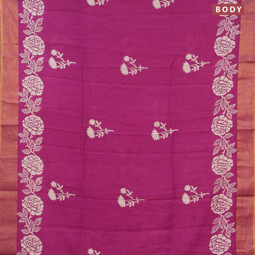 Bhagalpuri saree purple with floral butta prints and zari woven border - {{ collection.title }} by Prashanti Sarees