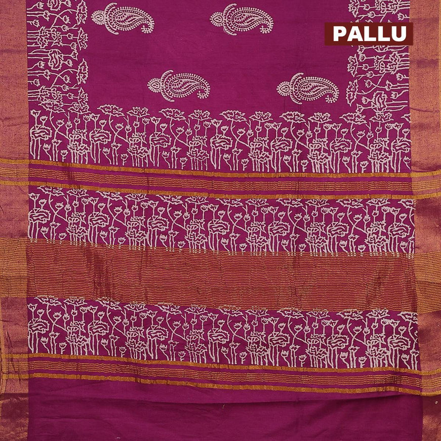Bhagalpuri saree purple with paisley butta prints and zari woven border - {{ collection.title }} by Prashanti Sarees