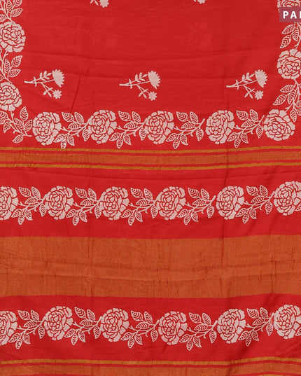 Bhagalpuri saree red with floral butta prints and zari woven border - {{ collection.title }} by Prashanti Sarees