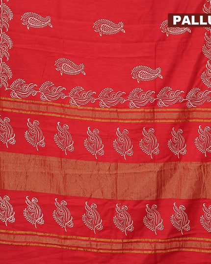 Bhagalpuri saree red with paisley butta prints and silver zari woven border - {{ collection.title }} by Prashanti Sarees
