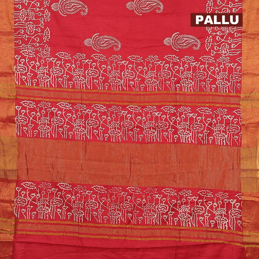Bhagalpuri saree red with paisley butta prints and zari woven border - {{ collection.title }} by Prashanti Sarees