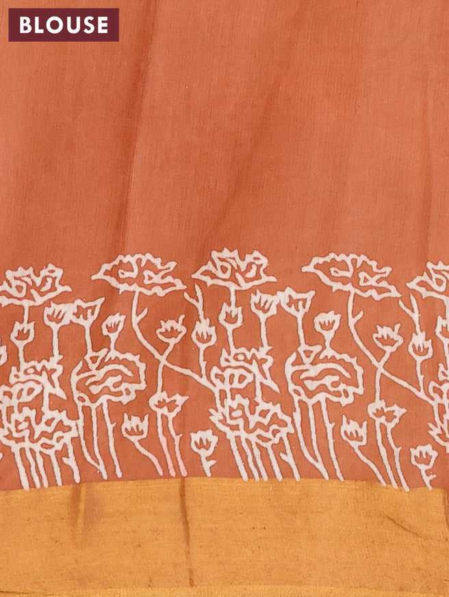 Bhagalpuri saree rust shade with paisley butta prints and zari woven border - {{ collection.title }} by Prashanti Sarees