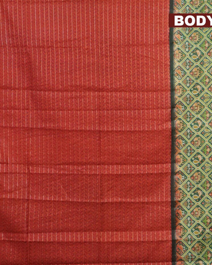 Bhagalpuri saree rustic orange and green with allover prints & zari strips and long patola printed border - {{ collection.title }} by Prashanti Sarees