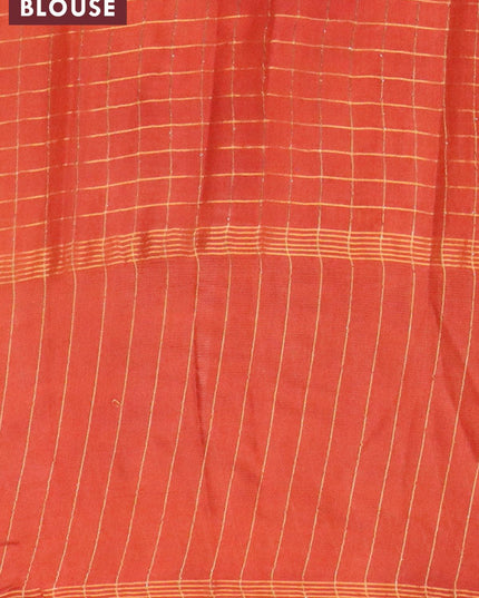 Bhagalpuri saree rustic orange and green with allover prints & zari strips and long patola printed border - {{ collection.title }} by Prashanti Sarees