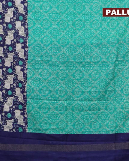 Bhagalpuri saree teal green and blue with allover bandhani prints and long pichwai printed zari woven border - {{ collection.title }} by Prashanti Sarees